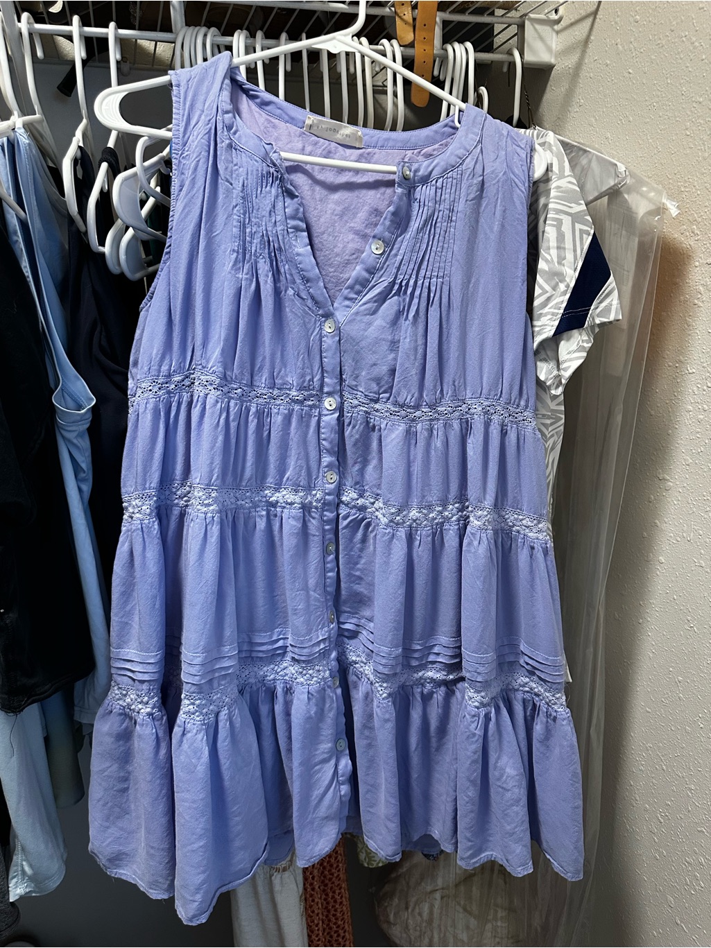 By Together Lavender Button-Front Tiered Dress